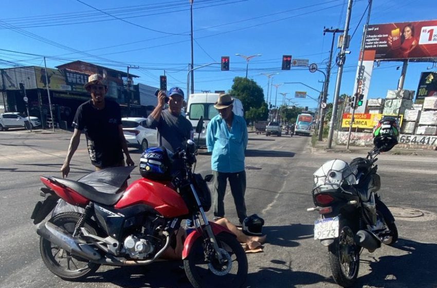 Motociclista sofre acidente no cruzamento das avenidas Osorio de Paiva com Perimetral